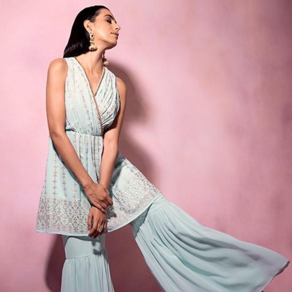 Elegant Light Blue Women's Kurta Set - House of Indy’s (top only)